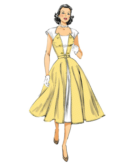 Butterick B6211 sewing pattern envelope showing women's front wrap dress designs