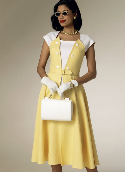 Butterick B6211 sewing pattern envelope showing women's front wrap dress designs