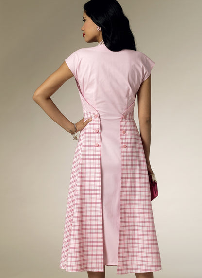 Butterick B6212 sewing pattern envelope showing women's back wrap dress designs