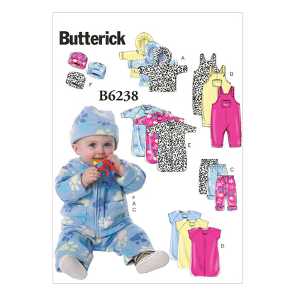 Butterick B6238 sewing pattern envelope showing baby hooded jacket designs