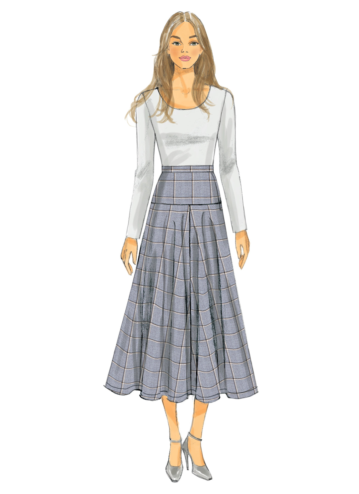 Butterick B6249 sewing pattern envelope showing women's skirt designs