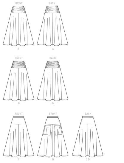 Butterick B6249 sewing pattern envelope showing women's skirt designs