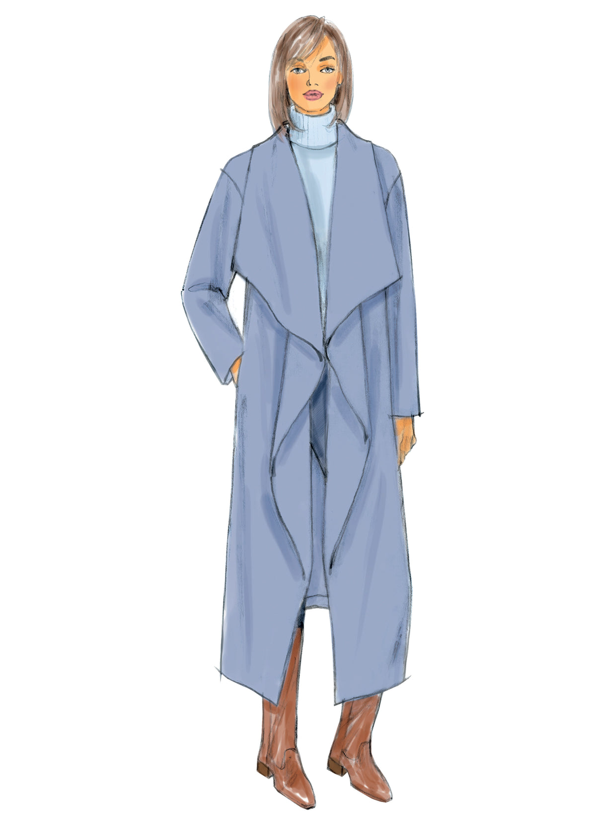 Butterick B6250 sewing pattern envelope showing women's jacket, coat and wrap designs