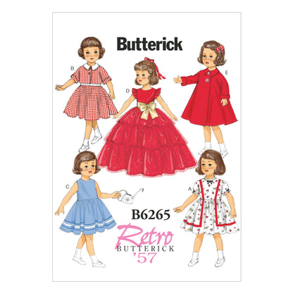 Butterick B6265 sewing pattern envelope showing doll clothes designs