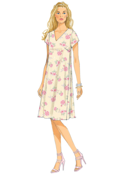 Butterick B6317 sewing pattern envelope showing women's v-neck pullover dress designs