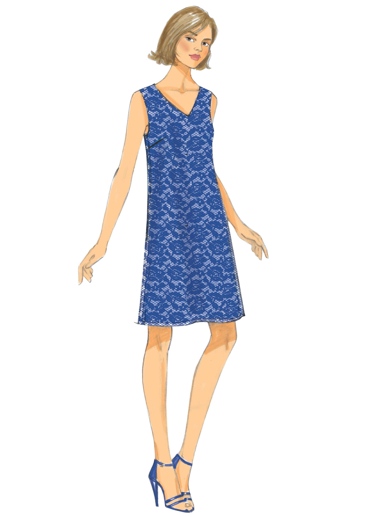 Butterick B6317 sewing pattern envelope showing women's v-neck pullover dress designs