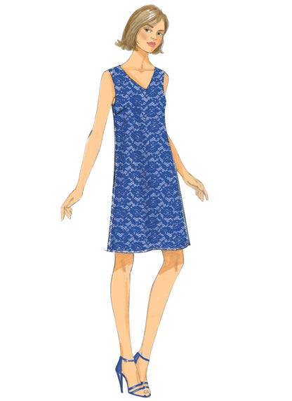Butterick B6317 sewing pattern envelope showing women's v-neck pullover dress designs