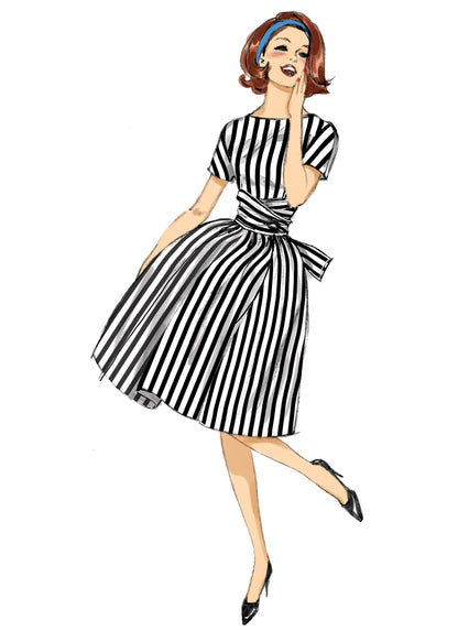 Butterick B6318 sewing pattern envelope showing women's dress with tie ends designs