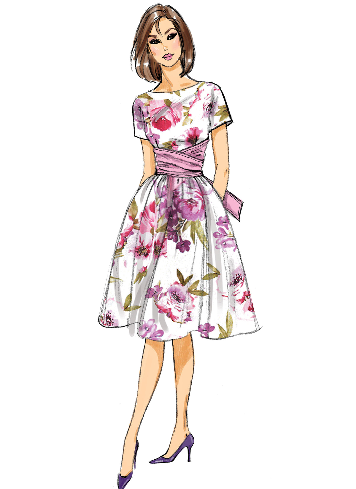 Butterick B6318 sewing pattern envelope showing women's dress with tie ends designs