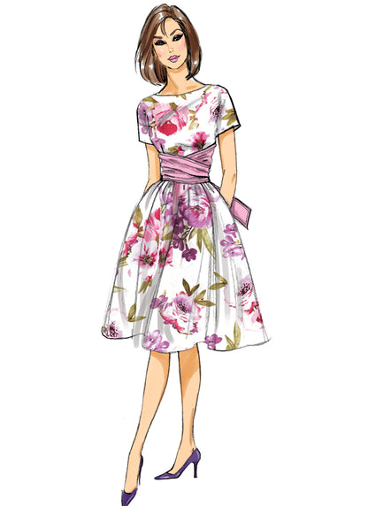 Butterick B6318 sewing pattern envelope showing women's dress with tie ends designs