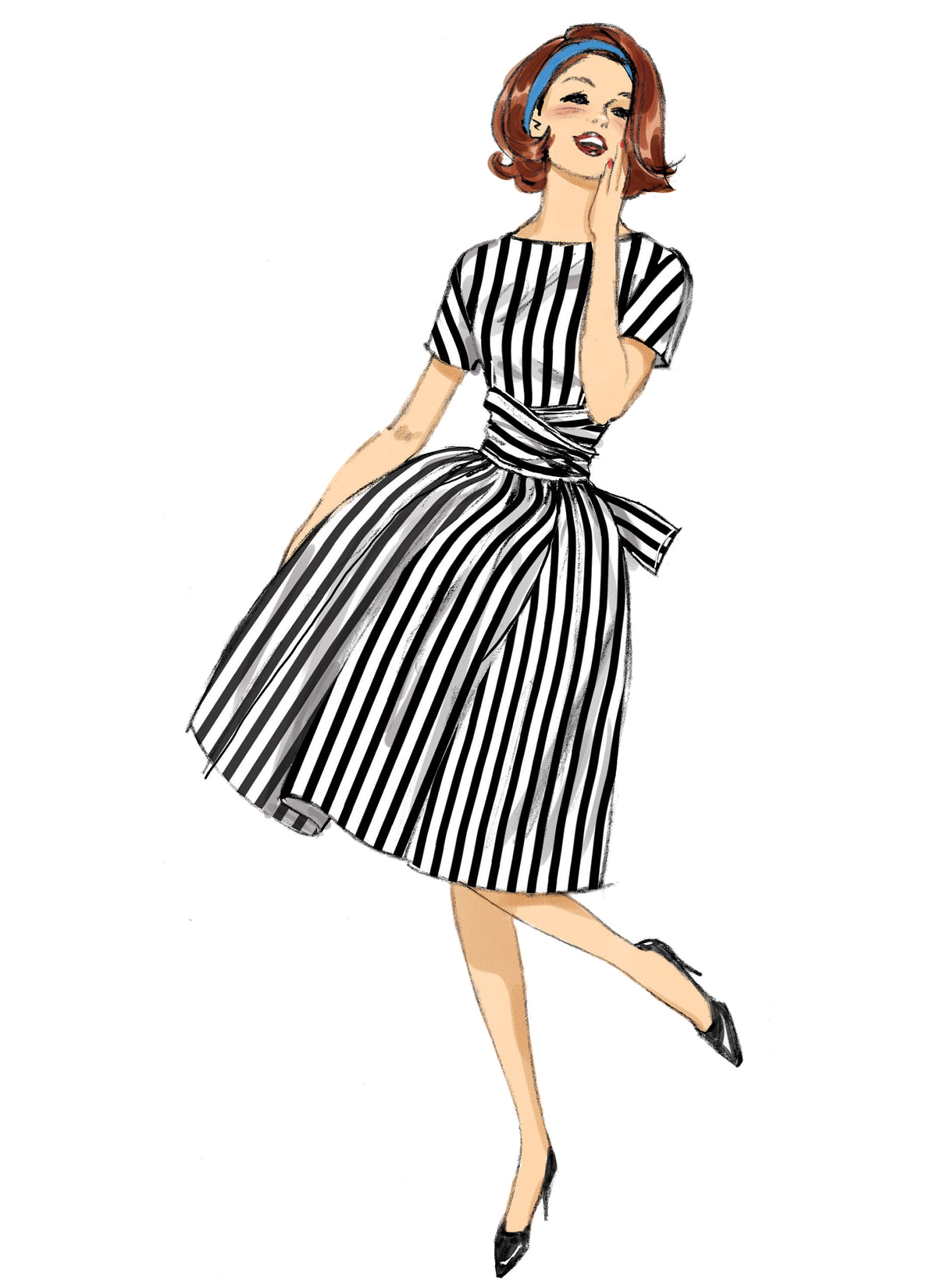 Butterick B6318 sewing pattern envelope showing women's dress with tie ends designs