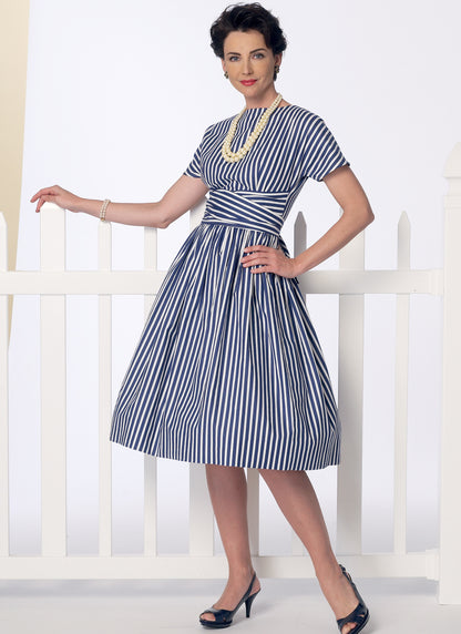 Butterick B6318 sewing pattern envelope showing women's dress with tie ends designs