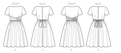 Butterick B6318 sewing pattern envelope showing women's dress with tie ends designs