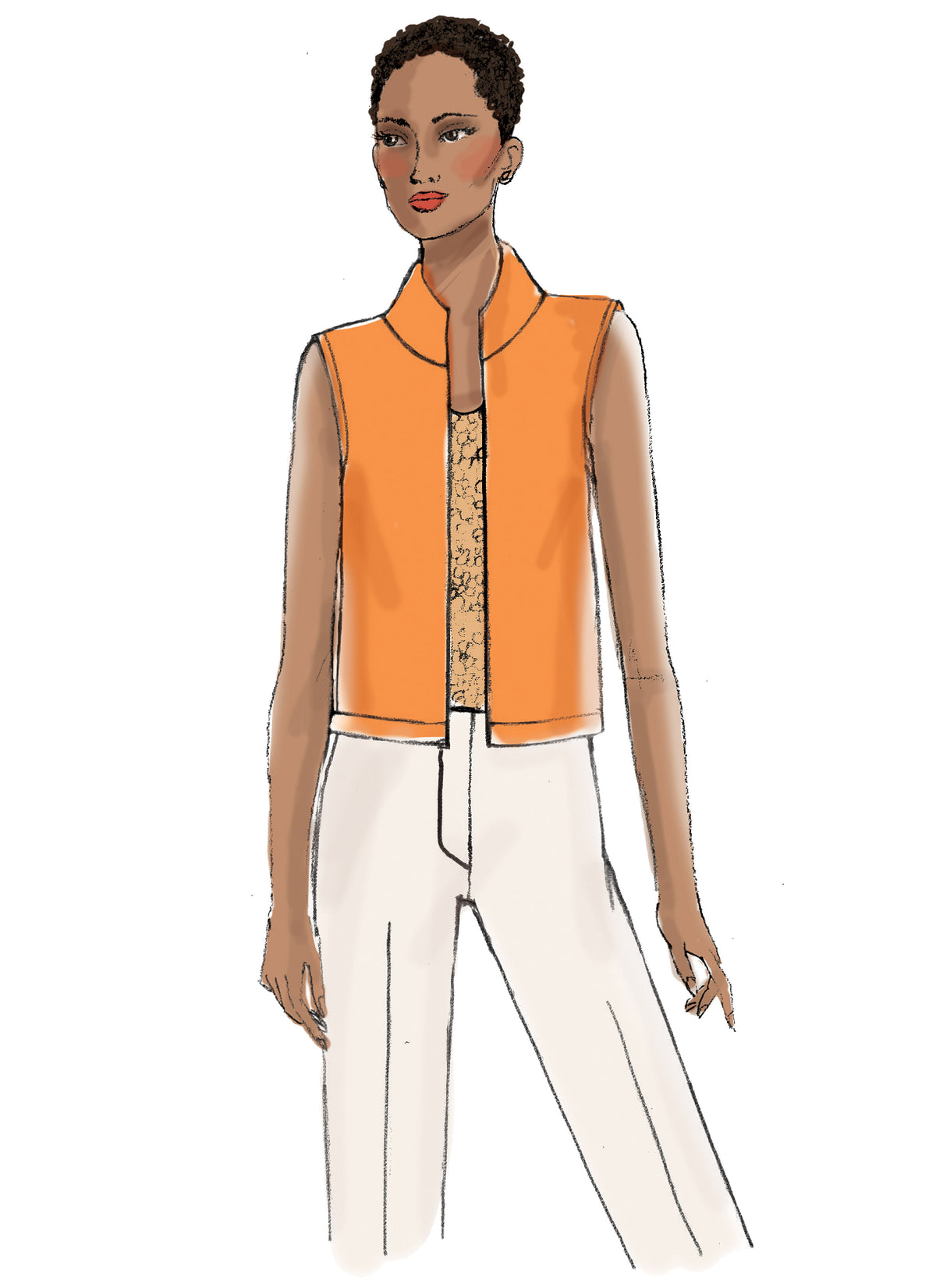 Butterick B6328 sewing pattern envelope showing women's open front jacket and waistcoat designs