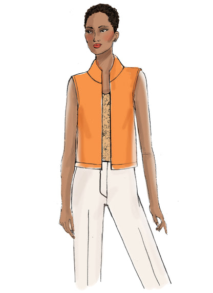 Butterick B6328 sewing pattern envelope showing women's open front jacket and waistcoat designs