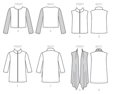 Butterick B6328 sewing pattern envelope showing women's open front jacket and waistcoat designs