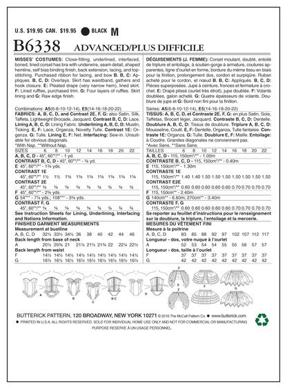 Butterick B6338 sewing pattern envelope showing women's corset designs
