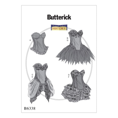 Butterick B6338 sewing pattern envelope showing women's corset designs