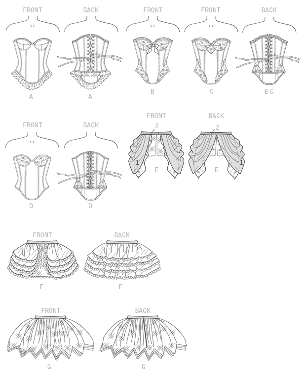 Butterick B6338 sewing pattern envelope showing women's corset designs