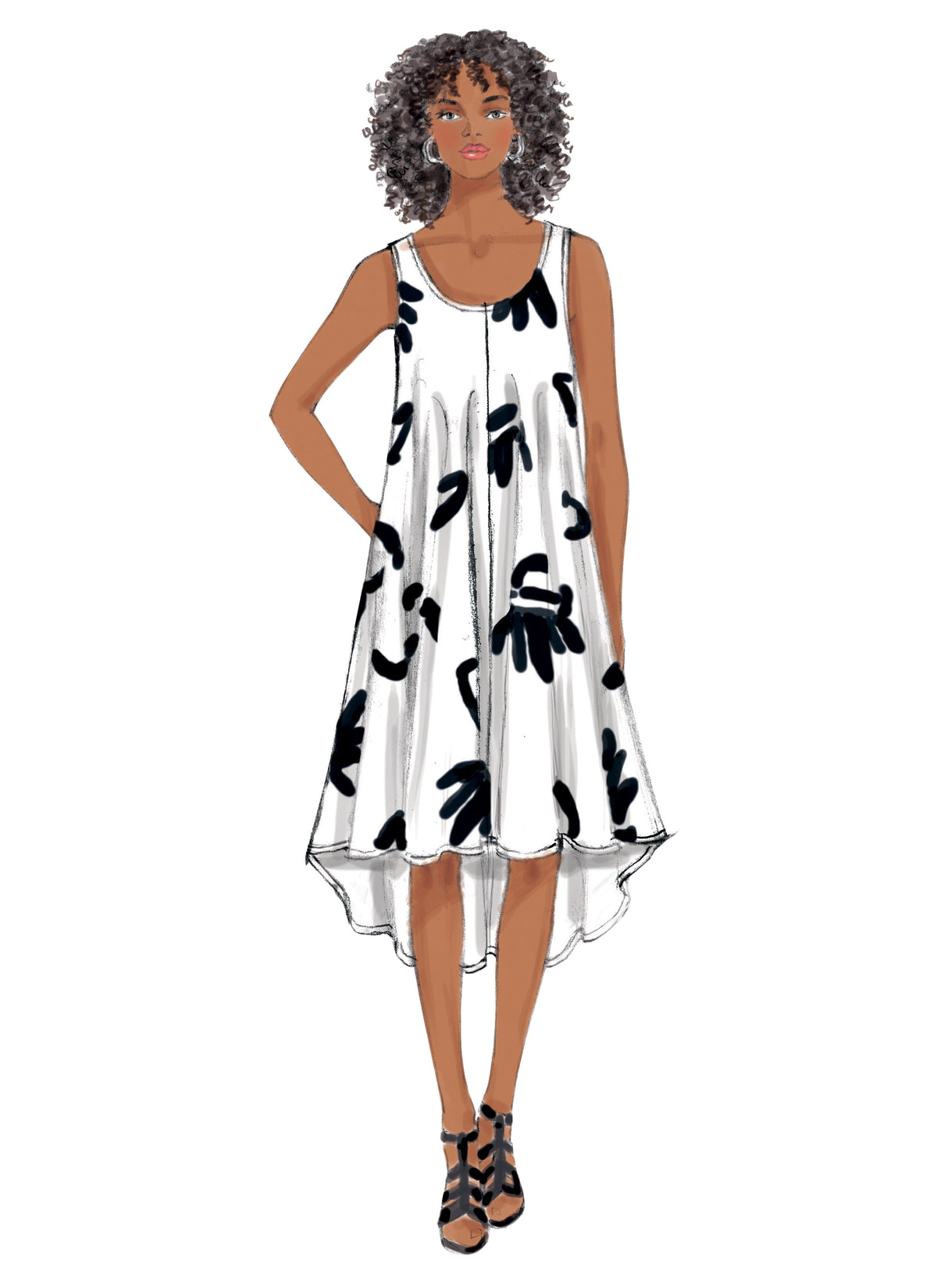 Butterick B6350 sewing pattern envelope showing women's flared dress designs