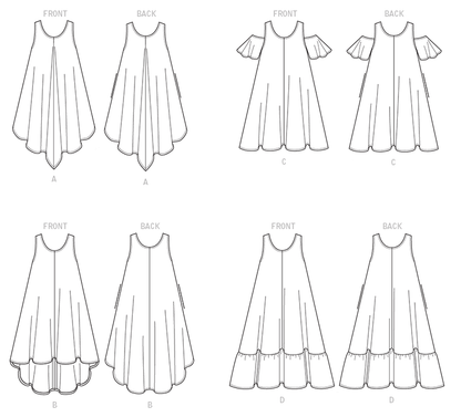 Butterick B6350 sewing pattern envelope showing women's flared dress designs