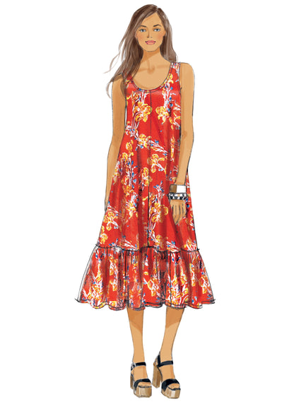 Butterick B6350 sewing pattern envelope showing women's flared dress designs