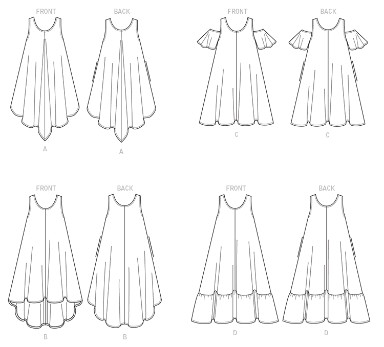 Butterick B6350 sewing pattern envelope showing women's flared dress designs