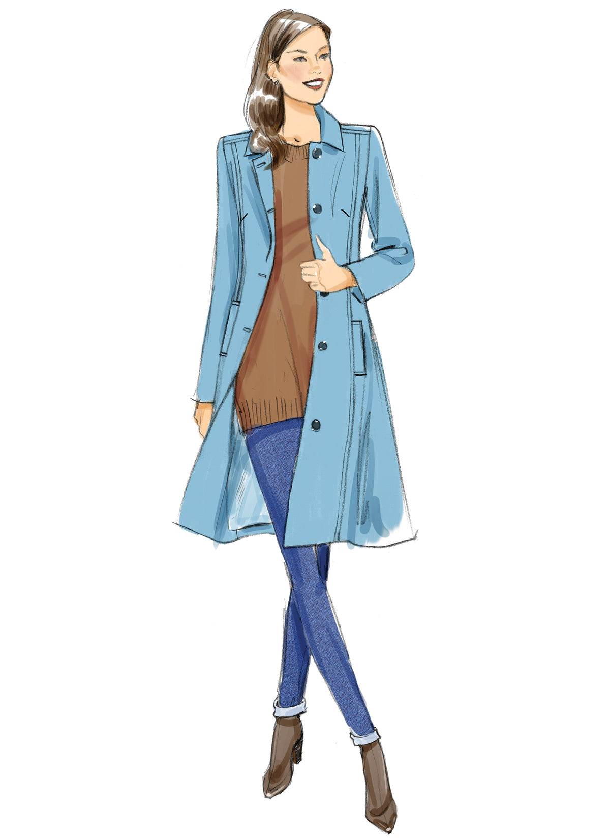 Butterick B6385 sewing pattern envelope showing women's fitted coat designs