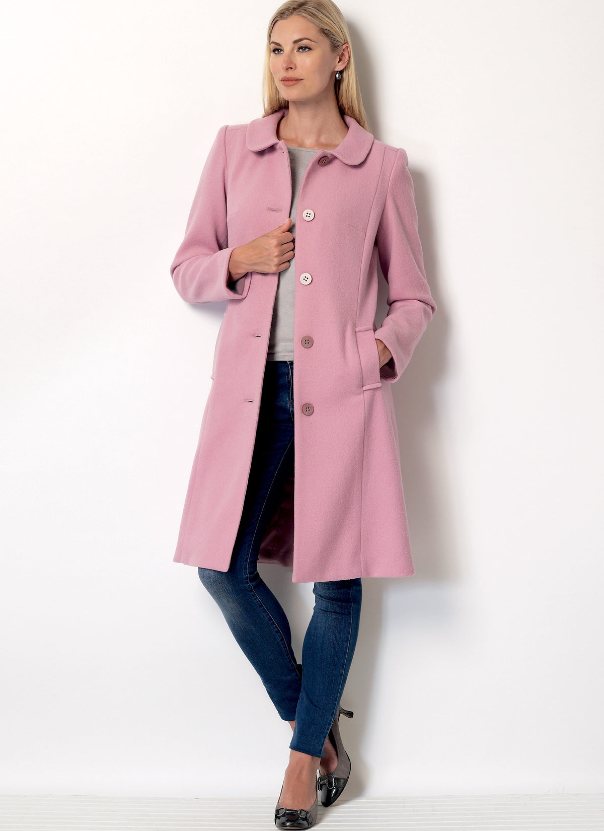 Butterick B6385 sewing pattern envelope showing women's fitted coat designs