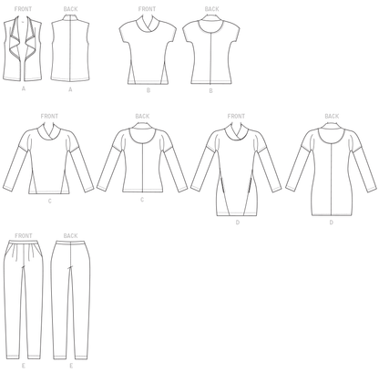 Butterick B6388 sewing pattern envelope showing women's draped collar waistcoat designs