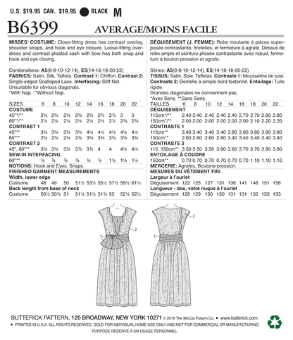 Butterick B6399 sewing pattern envelope showing women's close fitting dress designs