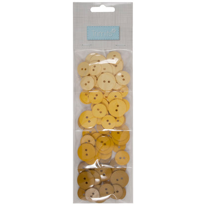 Pack of yellow nylon craft buttons in mixed shades and sizes