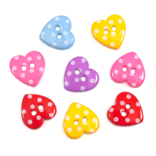 Dotty heart novelty buttons