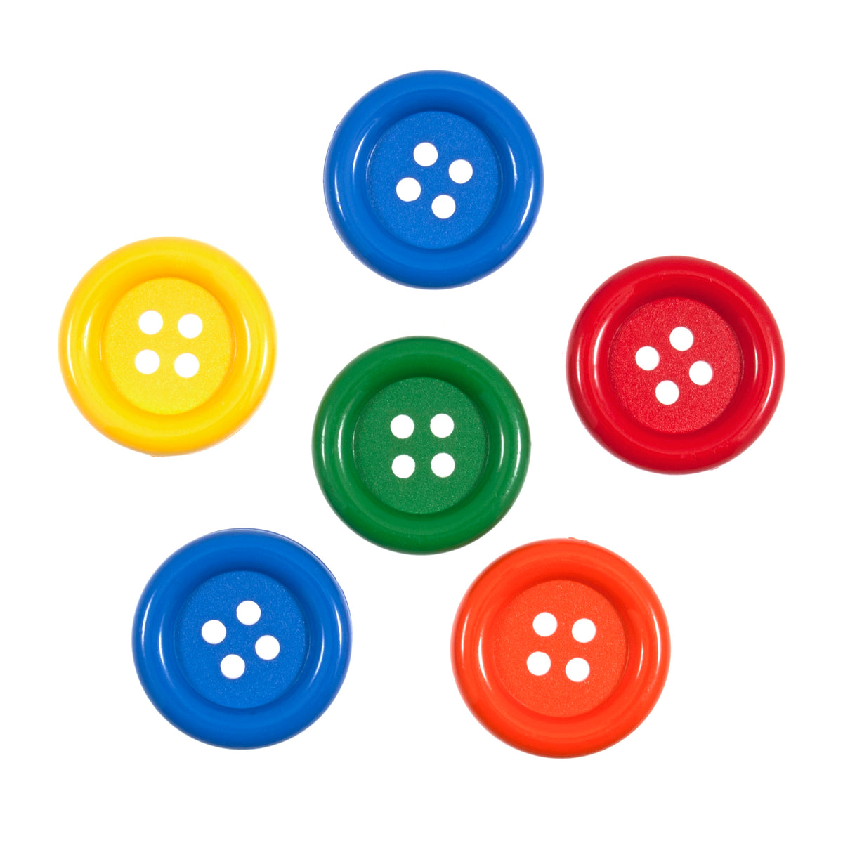 Pack of 6 large primary 4 hole craft buttons