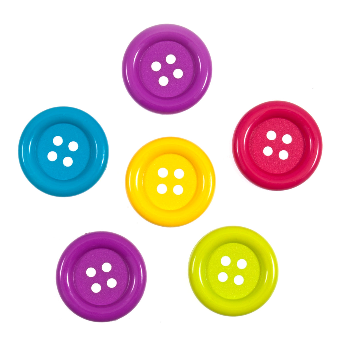 Pack of 6 large brights 4 hole craft buttons