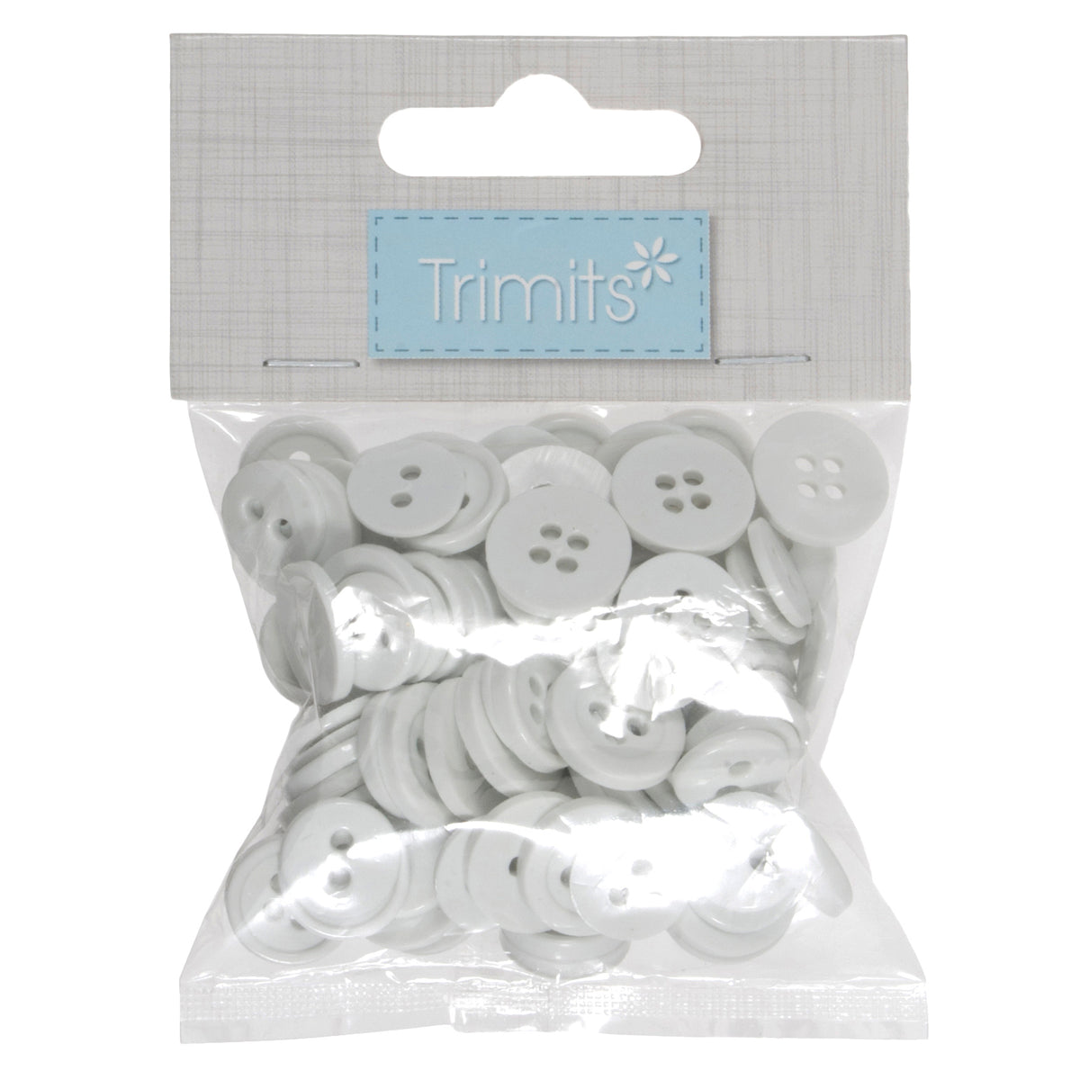 Pile of small white craft buttons