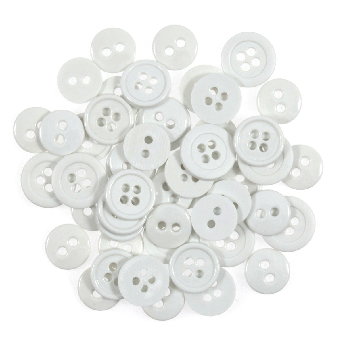 Pile of small white craft buttons