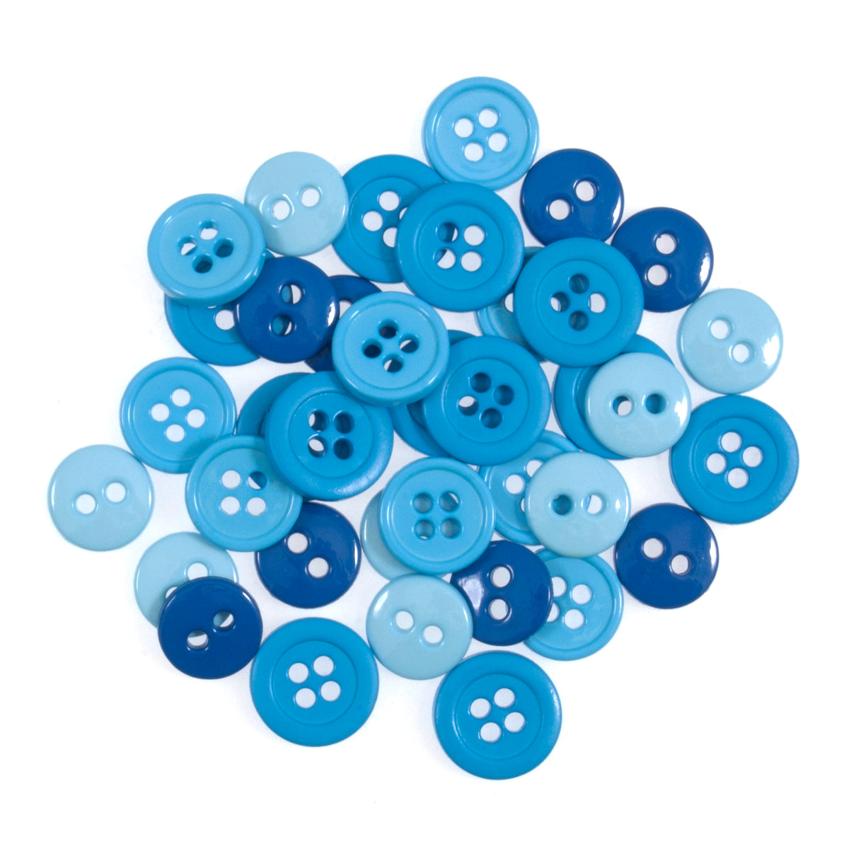 Pack of assorted small blue craft buttons