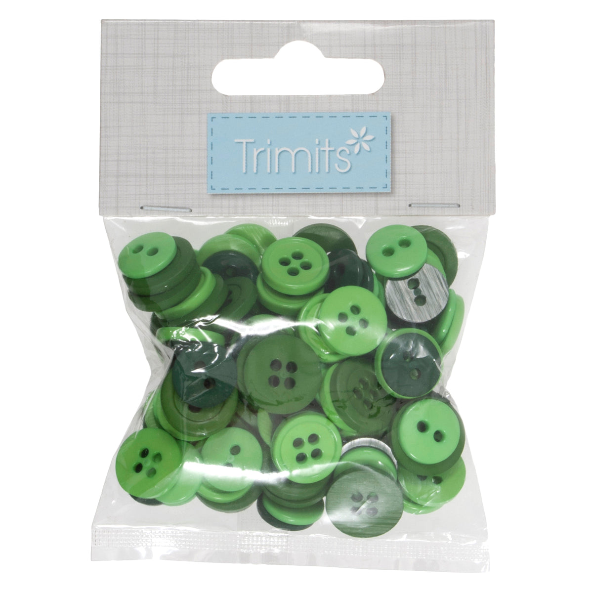 Pack of assorted small green craft buttons
