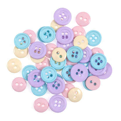 Pile of small craft buttons in soft pastel shades