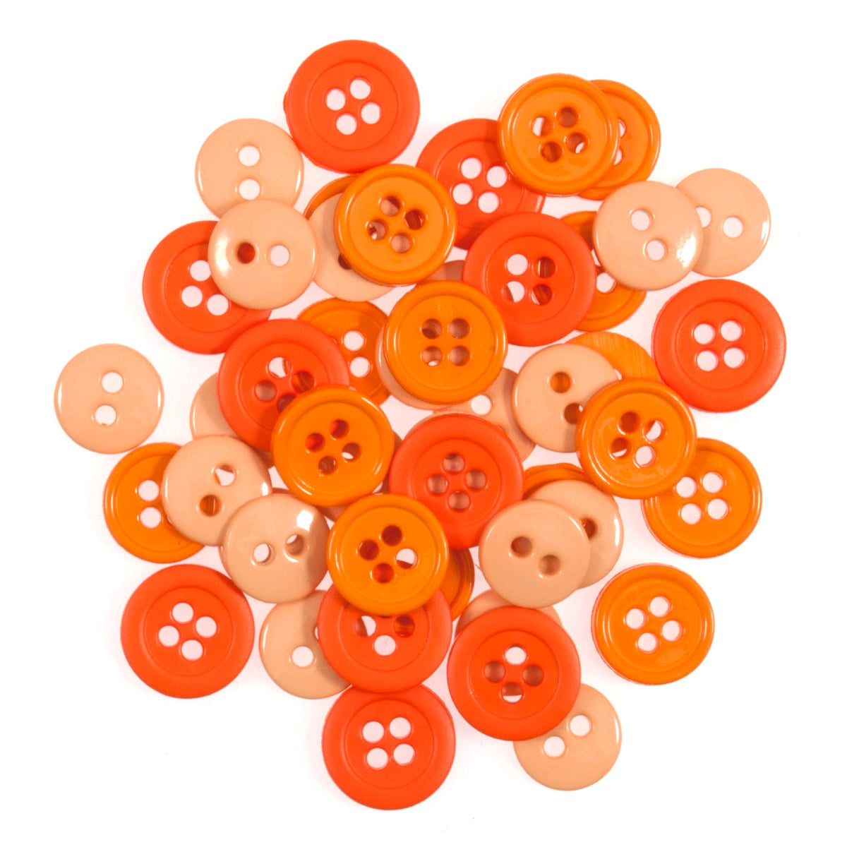 Pile of small orange craft buttons