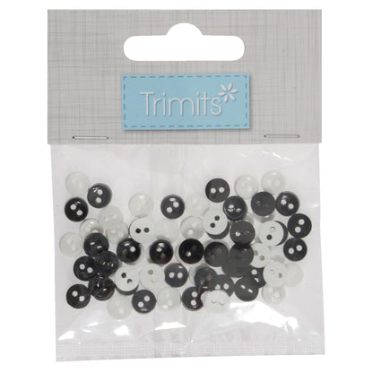 Mini craft buttons in black, white and grey