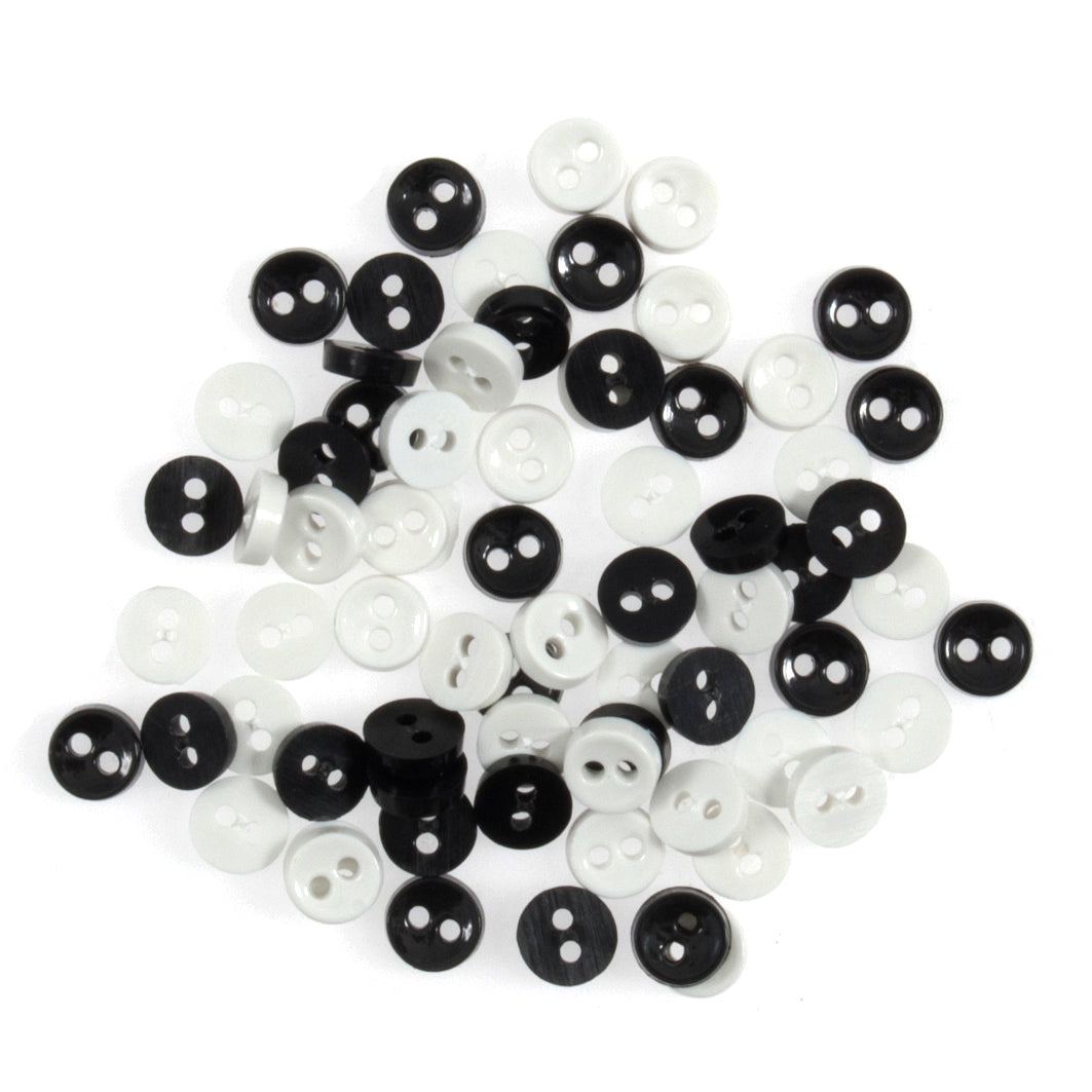 Mini craft buttons in black, white and grey