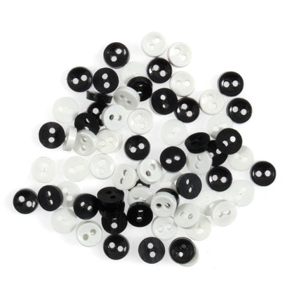 Mini craft buttons in black, white and grey