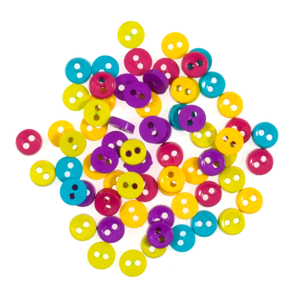 Mini craft buttons in bright mixed colours