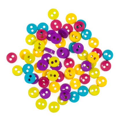 Mini craft buttons in bright mixed colours