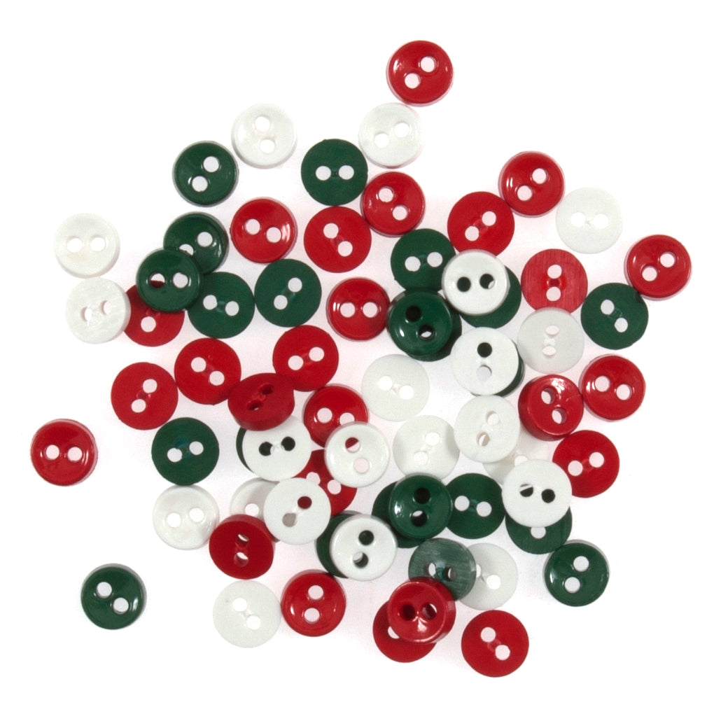 Mini craft buttons in a red and green mix
