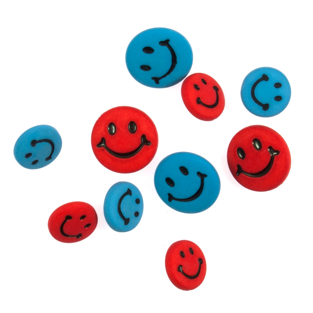 Card of 10 Trimits smiley faces novelty buttons