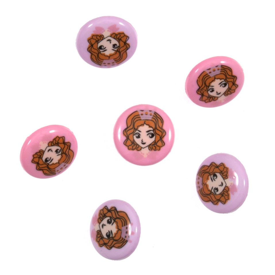 Card of 6 Trimits princess novelty buttons