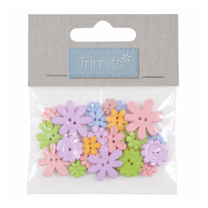 Pack of Trimits pastel flowers novelty buttons